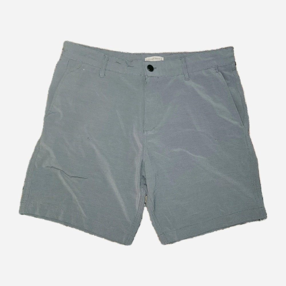 Men's Hudson & Barrow Sz 34 Tech Stretch Shorts Pockets Zip-Fly Gray